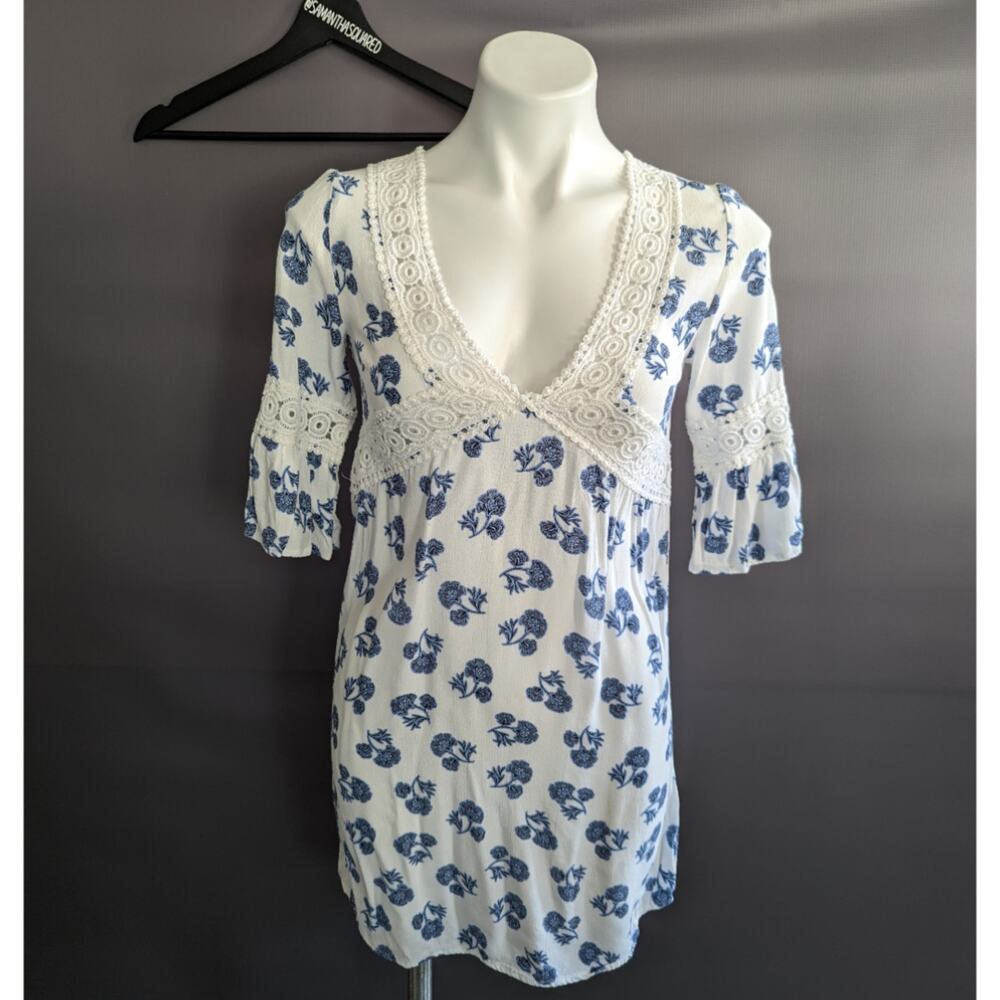 Millie Mackintosh Blue Floral Deep V Boho Sundress sz 6